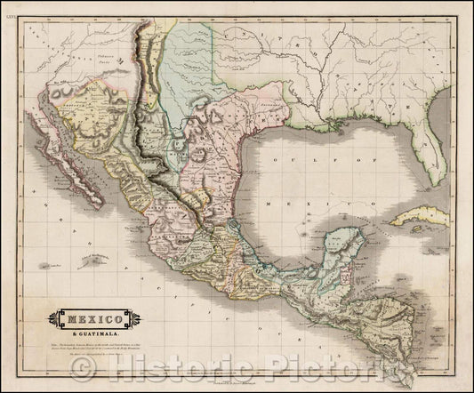 Historic Map - Mexico & Guatimala, 1828, William Home Lizars v1