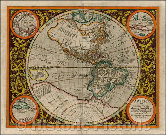 Historic Map - America sive India Nova ad magnae Gerardi Mercatoris avi universalis imitationem incompendium redacta, 1595, Michael Mercator v1