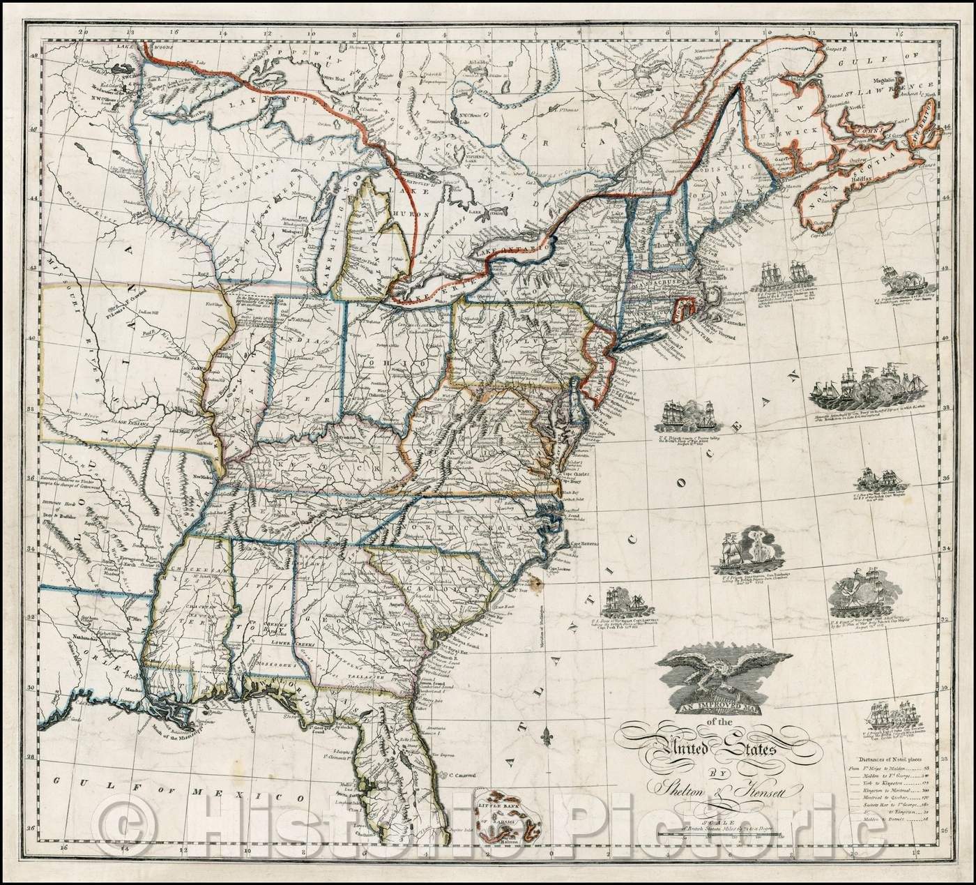 Historic Map - An Improved Map of the United States, 1813, Thomas Kensett v1