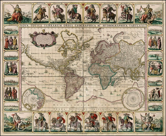 Historic Map - Nova Totius Terrarum Orbis Geographica Ac Hydrographica Tabula Autore N I Piscator, 1652, Claes Janszoon Visscher v1
