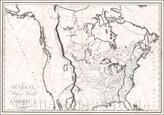 Historic Map - A General Map of North America, 1804, Victor George Henri Collot - Vintage Wall Art