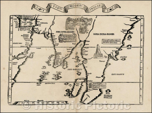 Historic Map - Tabu Moder Indiae, 1522, Lorenz Fries v1