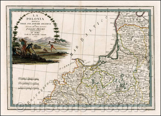Historic Map - La Polonia Divisa Nell Sue Antiche Province E delineata quelle ultime osse, 1797 - Vintage Wall Art