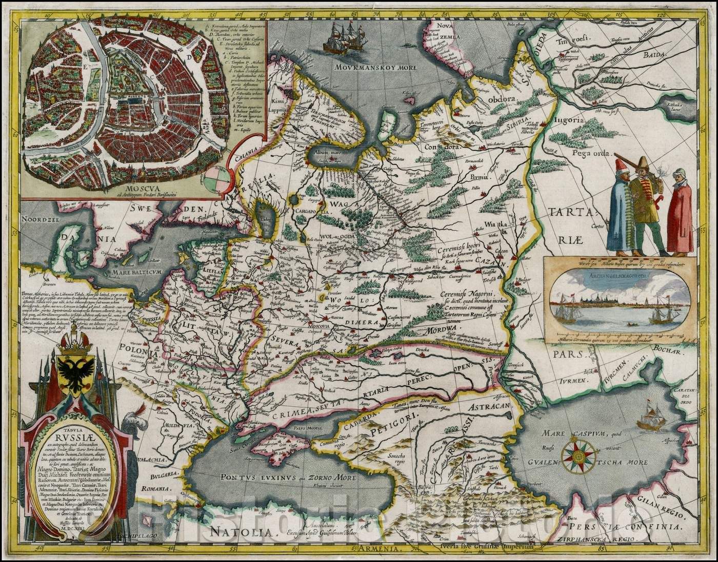 Historic Map - Tabula Russiae ex autographo, quod delineandum curavit Foedor filius Tzaris Borois desumta, 1635, Willem Janszoon Blaeu - Vintage Wall Art