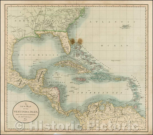 Historic Map - The West India Isles, From the Latest Authorities, 1803, John Cary - Vintage Wall Art