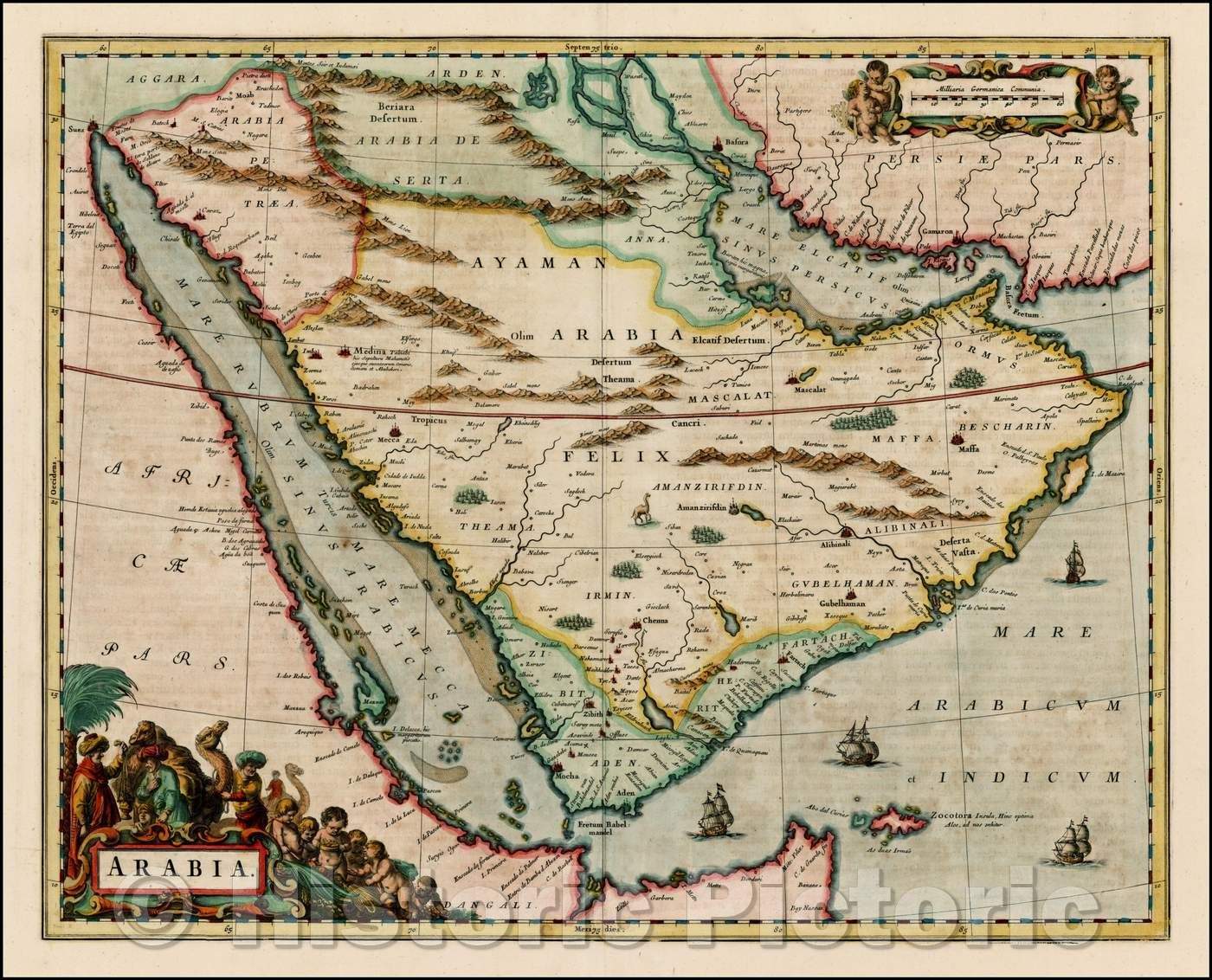 Historic Map - Arabia, 1661, Johannes Blaeu - Vintage Wall Art