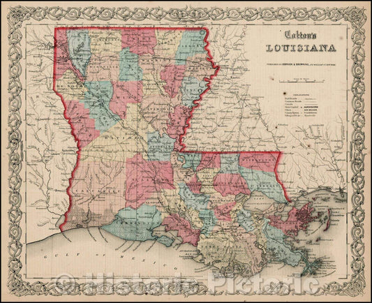 Historic Map - Colton's Louisiana, 1859, Joseph Hutchins Colton v2