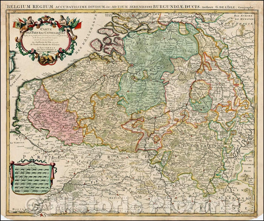 Historic Map - Carte Des Pays Bas Catholiques, 1700, Johannes Covens - Vintage Wall Art