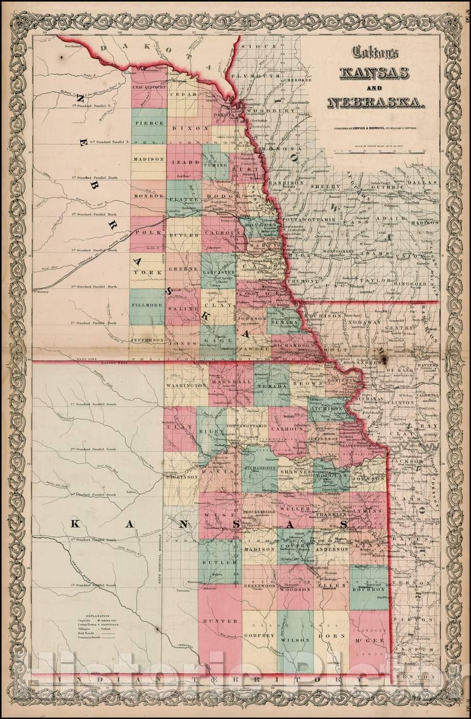 Historic Map - Colton's Kansas and Nebraska, 1859, Joseph Hutchins Colton v1