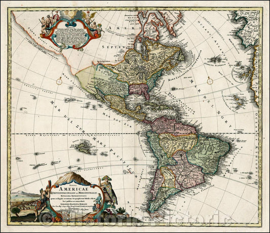 Historic Map - Totius Americae Septentrionalis et Meridionalis Novissima Representatio quam ex fingulis Geographorum Tabulis, 1720 v2