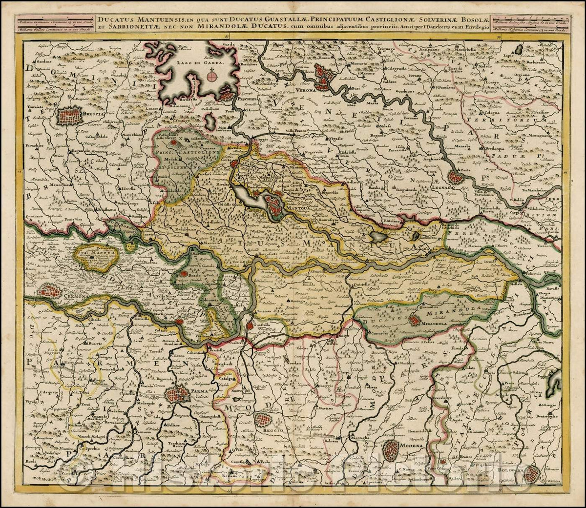 Historic Map - Ducatus Mantuensis, in qua sunt Ducatus Guastallae, Principauum Castiglion, 1700 - Vintage Wall Art