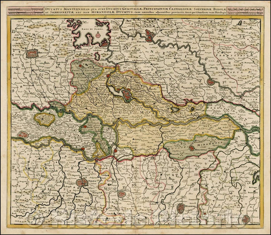Historic Map - Ducatus Mantuensis, in qua sunt Ducatus Guastallae, Principauum Castiglion, 1700 - Vintage Wall Art