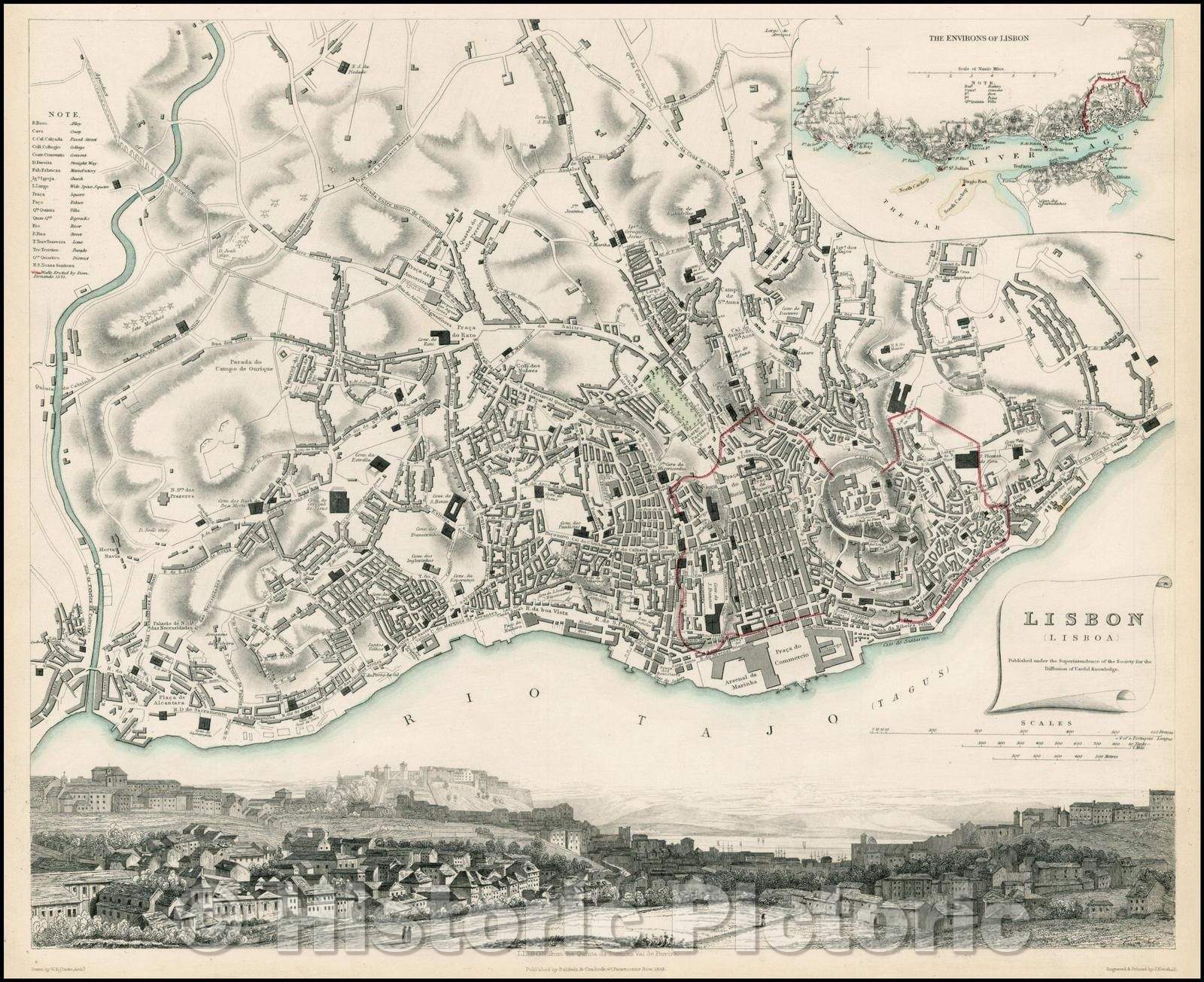 Historic Map - Lisbon Lisboa, 1833, SDUK v2