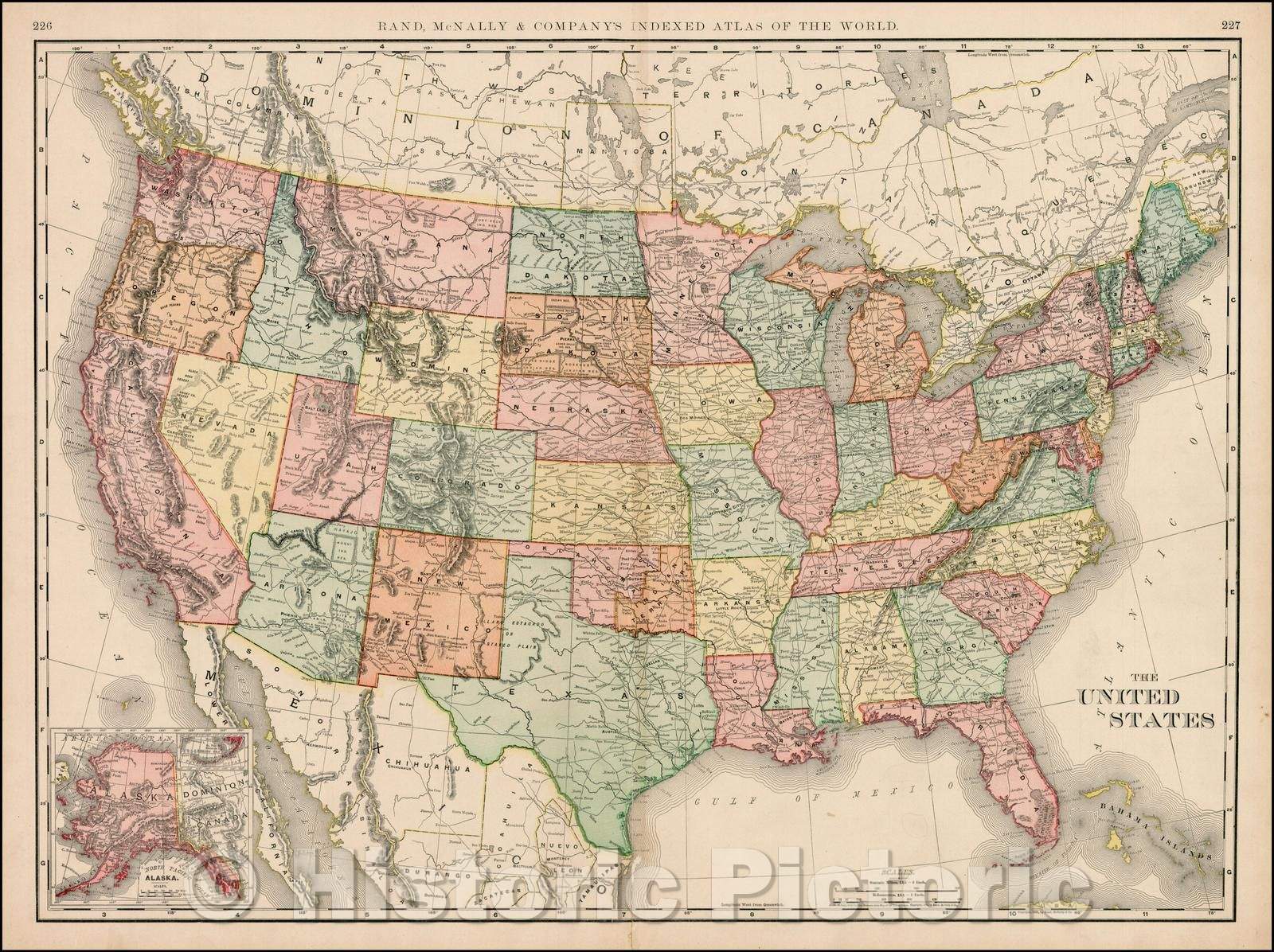 Historic Map - The United States, 1898, Rand McNally & Company - Vintage Wall Art