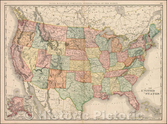 Historic Map - The United States, 1898, Rand McNally & Company - Vintage Wall Art