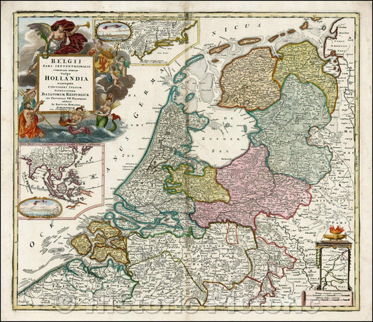 Historic Map - Belgii Pars Septentrionalis communi nomine Vulgo Hollandia, 1703, Johann Baptist Homann v1