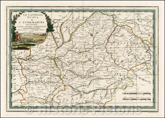Historic Map - La Castiglia Nuova E L'Estremadura Delineate :: Regional of the Castille and Nova Extremadura, Madrid, Toledo, Segovia, Avila, and Plancenzia, 1794 - Vintage Wall Art