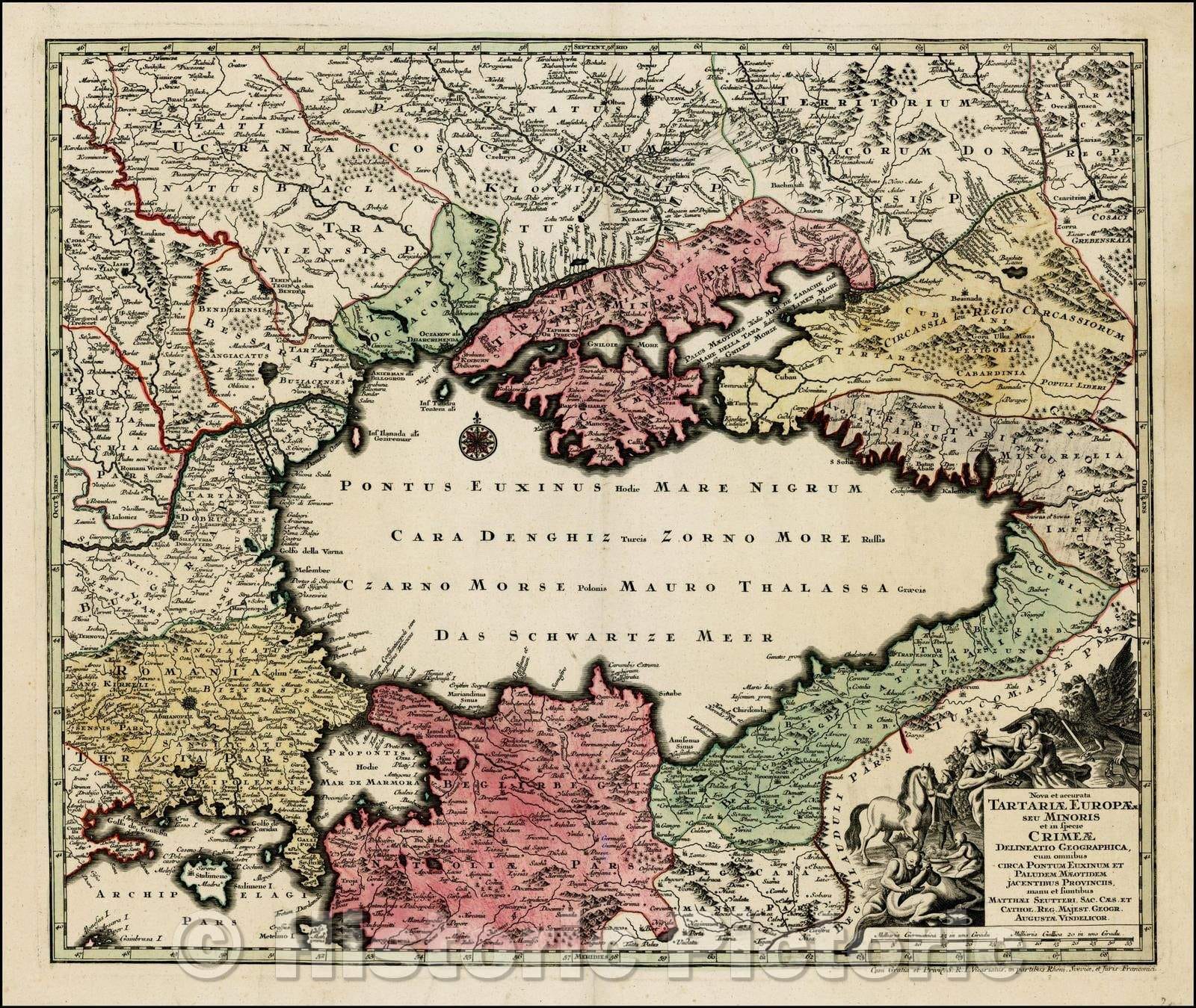 Historic Map - Nova et Accurata Tartariae Europae :: And in particular, the new and the Accurata Tartariae Crimeae deliniatarum of Europe, 1730, Matthaus Seutter - Vintage Wall Art
