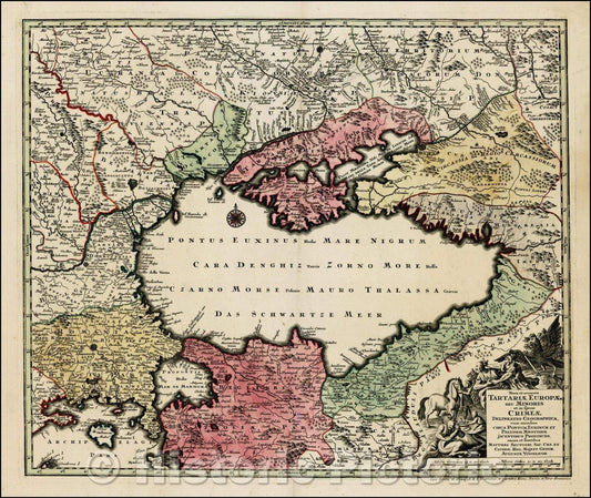 Historic Map - Nova et Accurata Tartariae Europae :: And in particular, the new and the Accurata Tartariae Crimeae deliniatarum of Europe, 1730, Matthaus Seutter - Vintage Wall Art