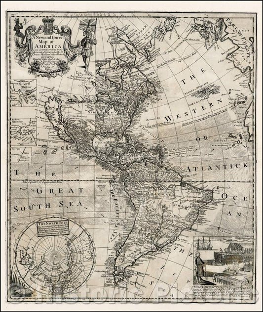 Historic Map - A New and Correct Map of America, 1738, George Foster - Vintage Wall Art