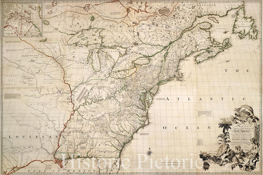 British and French Dominions in North America 1755 Historical Map Print