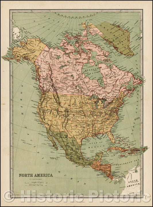 Historic Map - North America, 1873, T. Ellwood Zell - Vintage Wall Art