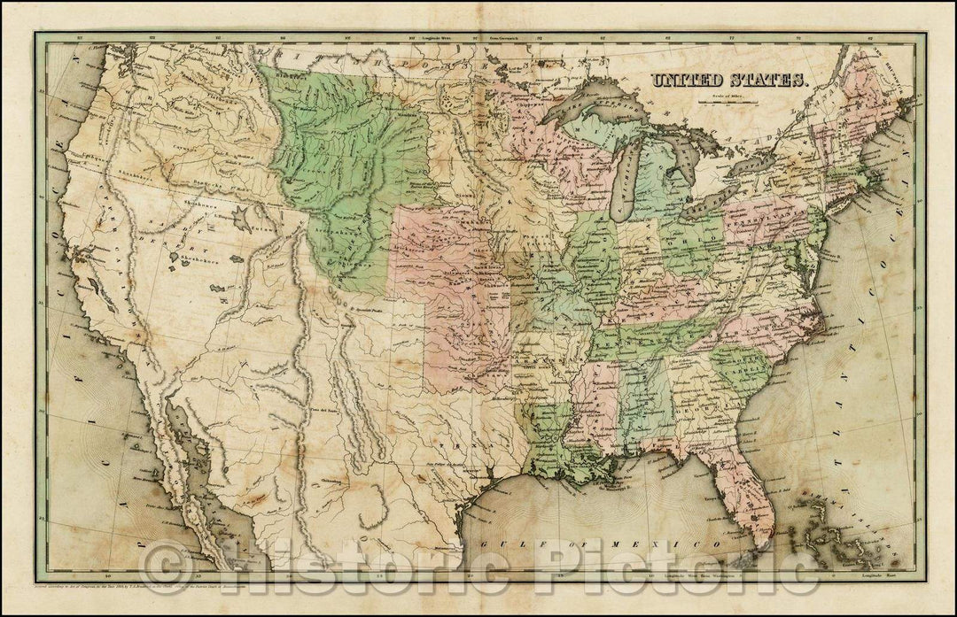 Historic Map - United States, 1838, Thomas Gamaliel Bradford v1