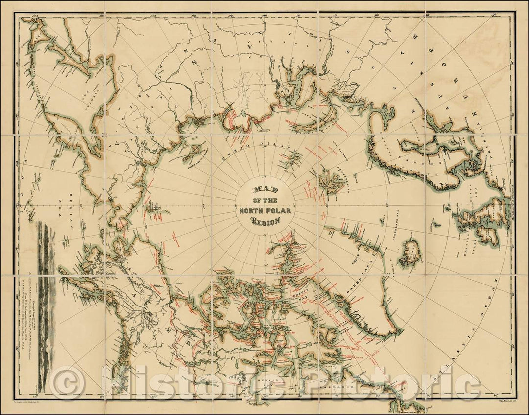 Historic Map - Map Of The North Polar Region, 1876, William Bauman v2