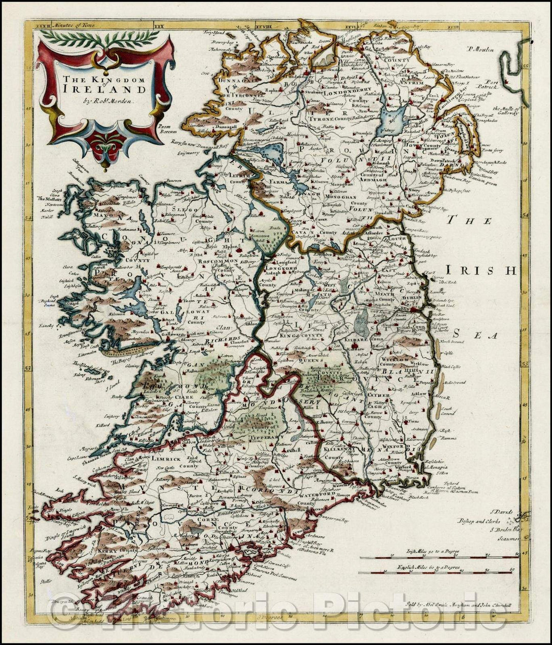 Historic Map - The Kingdom of Ireland, 1695, Robert Morden v1