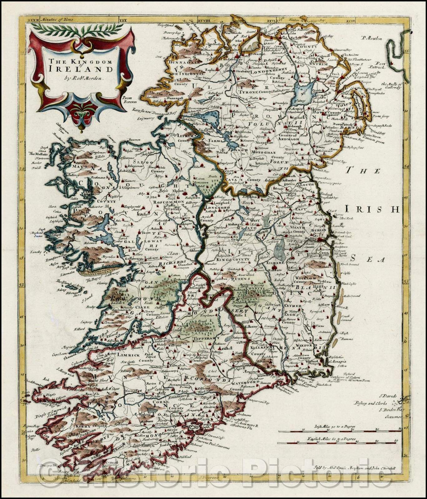 Historic Map - The Kingdom of Ireland, 1695, Robert Morden v1