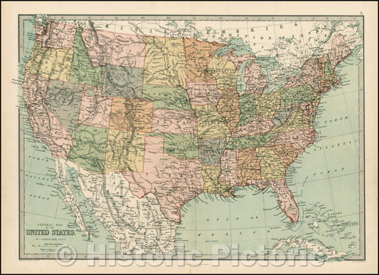 Historic Map - United States, 1873, T. Ellwood Zell - Vintage Wall Art