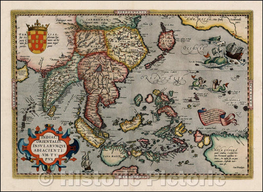 Historic Map - Indiae Orientalis Insularumque Adiacientium Typus, 1579, Abraham Ortelius - Vintage Wall Art