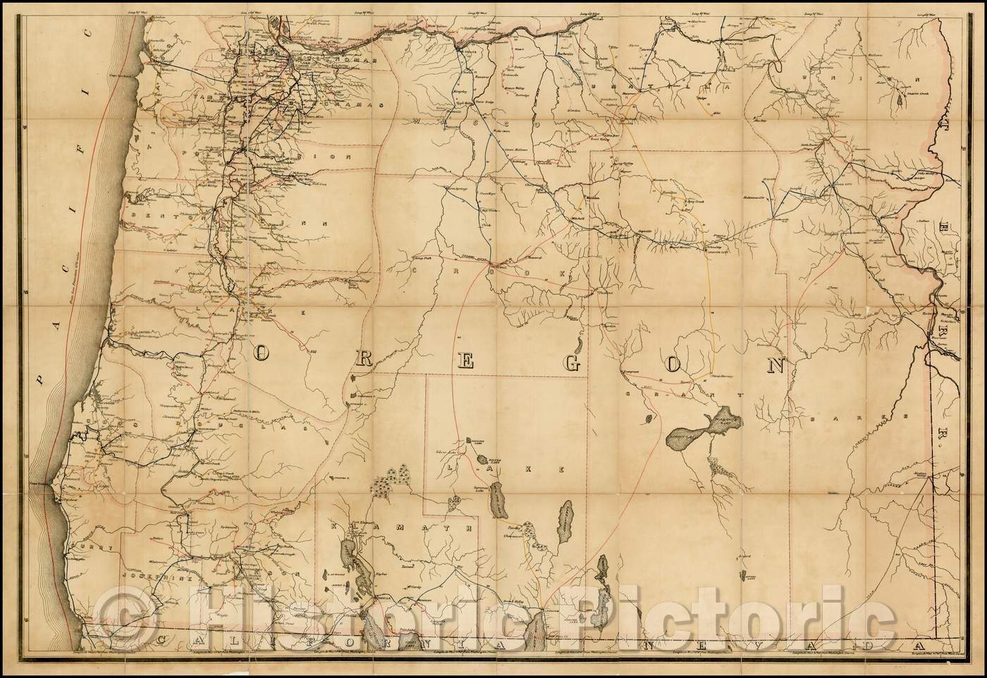 Historic Map - Southern Oregon, 1882, Anonymous - Vintage Wall Art