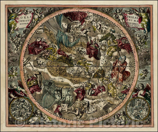 Historic Map - Coeli Stellati Christiani Haemisphaerium Prius, 1660, Andreas Cellarius v1