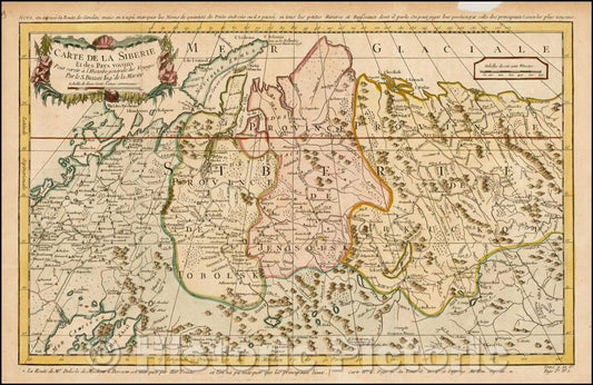 Historic Map - Carte De La Siberie Et des Pays voisins pour servir a l'Histoire general des Voyages, 1754, Jacques Nicolas Bellin v2