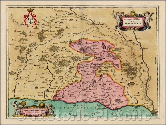 Historic Map - La Souverainete De Dombes/The Sovereignty Of Dombes, 1640, Willem Janszoon Blaeu - Vintage Wall Art
