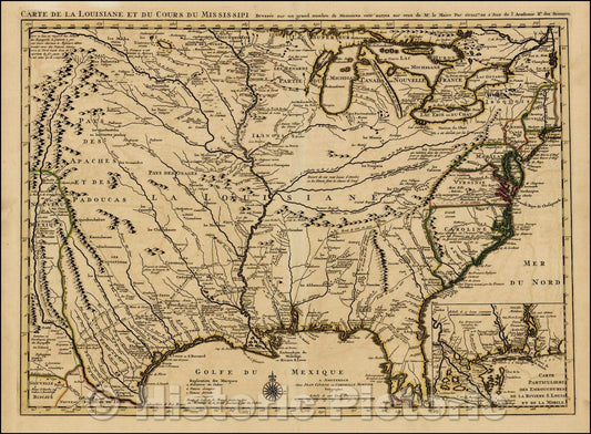 Historic Map - Carte De La Louisiane et du Cours du Mississipi Dressee sur un grand nombre de Memoirs entr' autres sur ceux de Mr. Le Maire, 1730 v1