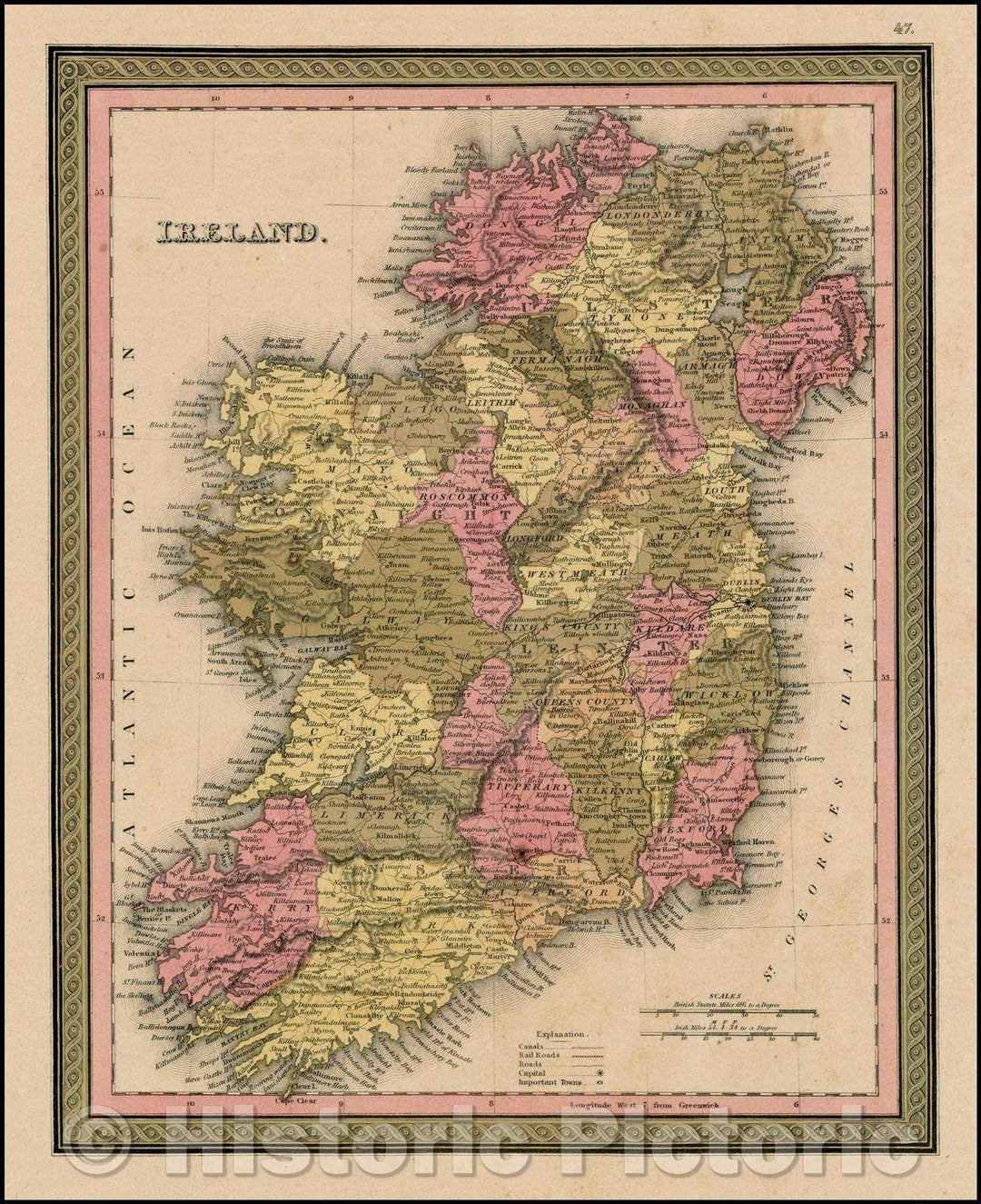 Historic Map - Ireland, 1846, Samuel Augustus Mitchell v1