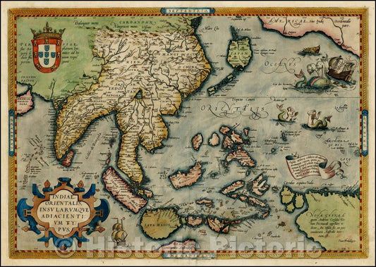 Historic Map - Indiae Orientalis Insularumque Adiacientium Typus, 1574, Abraham Ortelius - Vintage Wall Art