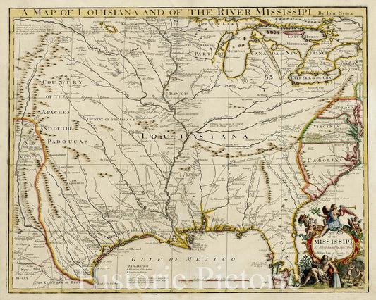 Historic Map - A Map of Louisiana And Of The River Mississipi, 1721, John Senex v2