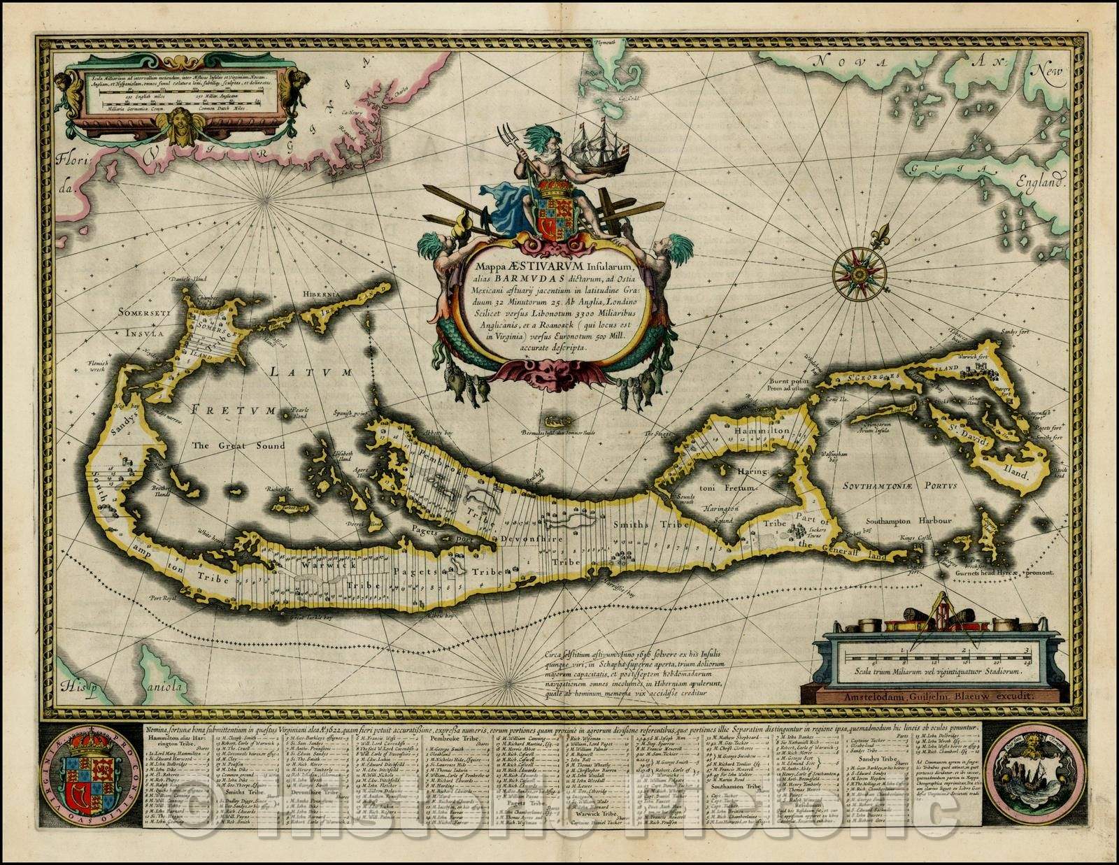 Historic Map - Mappa Aestivarum Insularum Alias Barmudas, 1630, Willem Janszoon Blaeu v2