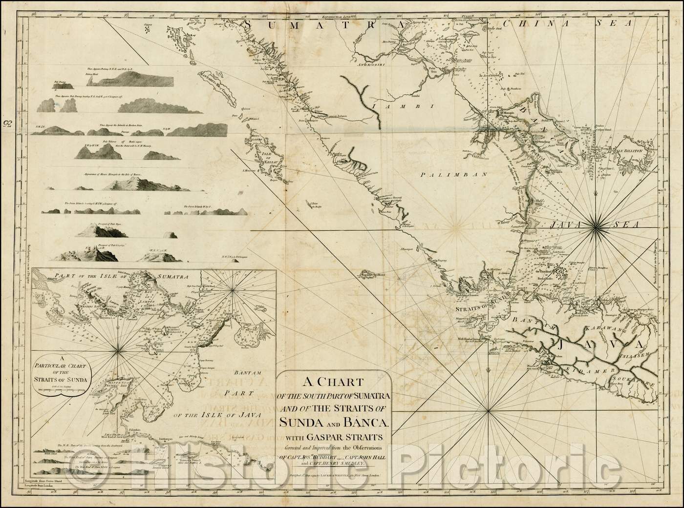 Historic Map - A Chart of the South Part of Sumatra and of the Straits of Sunda and Banca. with Gaspar Straits, 1794, Laurie & Whittle v1
