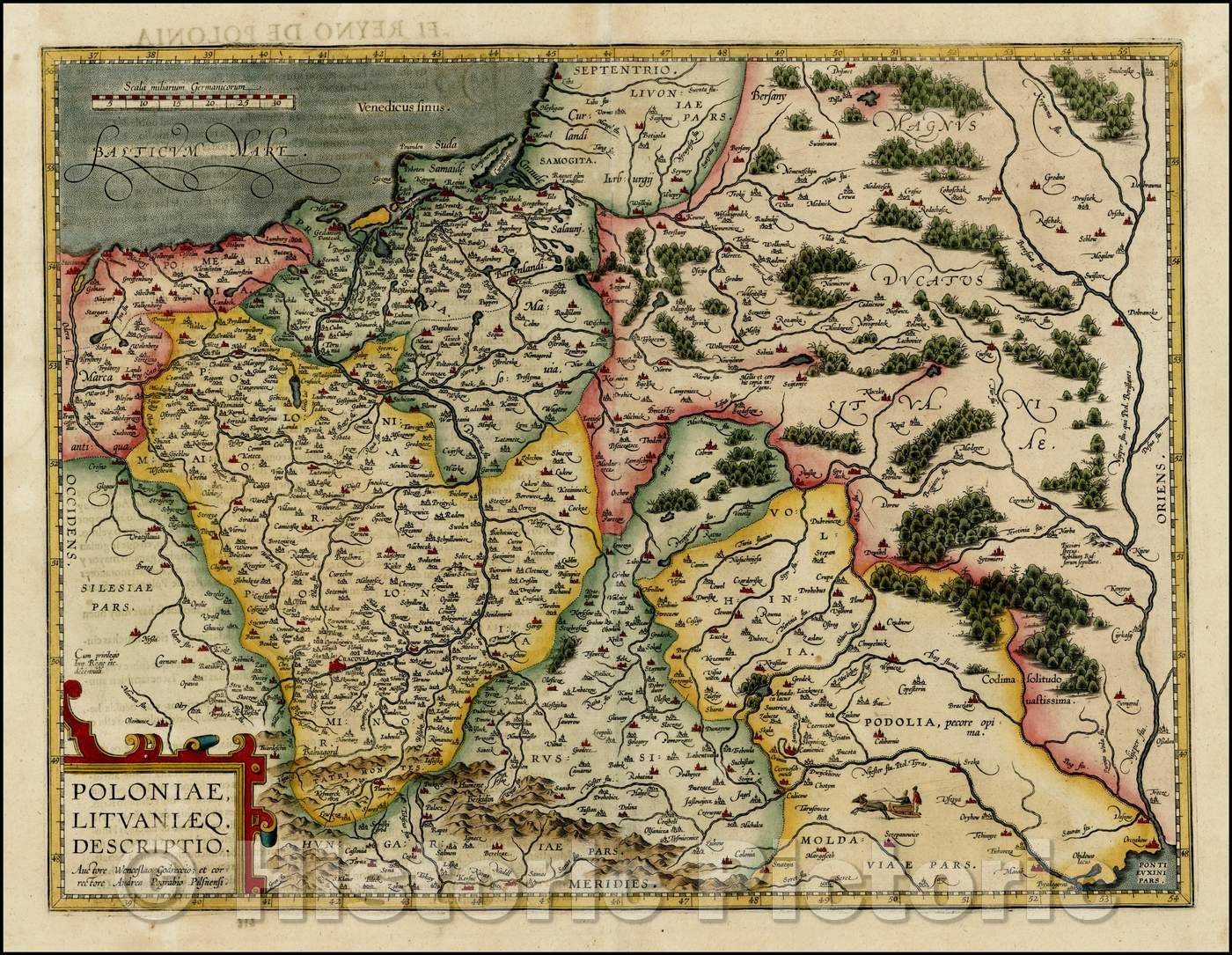 Historic Map - Poloniae Lituaniaeq. Descriptio. Auctore Wencelsao Godreccio; et cor:recgtore Andrea Pograbio Pilsnesi, 1598, Abraham Ortelius - Vintage Wall Art