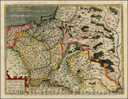 Historic Map - Poloniae Lituaniaeq. Descriptio. Auctore Wencelsao Godreccio; et cor:recgtore Andrea Pograbio Pilsnesi, 1598, Abraham Ortelius - Vintage Wall Art