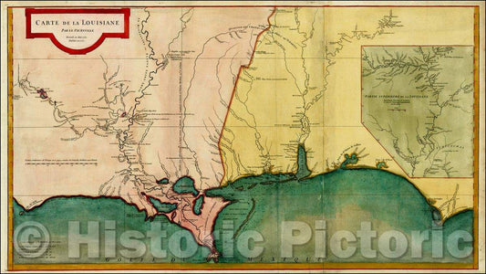 Historic Map - Carte De la Louisiane par Le Sr. D'Anville Dressee, 1752, Jean-Baptiste Bourguignon d'Anville v2