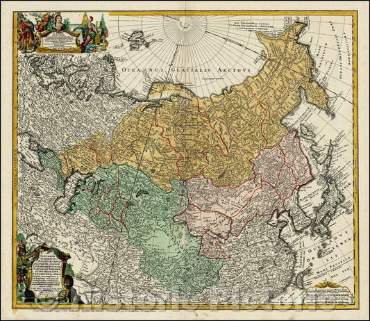 Historic Map - Tartariae Maioris sive Asiaticae Tabula/Haas' Map shows of the Tartar Regions of Asia, 1730, Homann Heirs - Vintage Wall Art