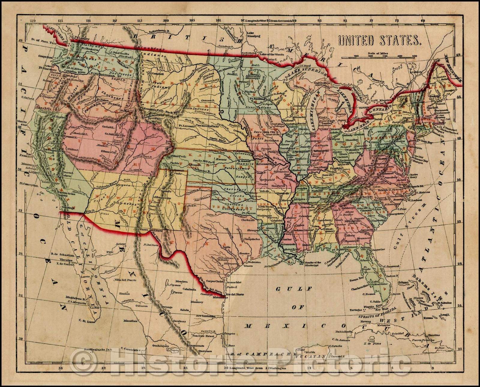 Historic Map - United States, 1856, Charles Morse - Vintage Wall Art
