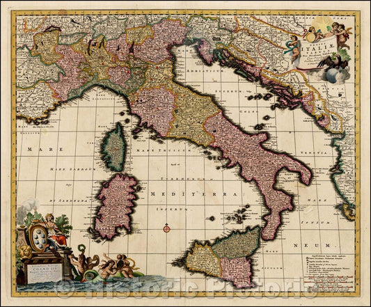 Historic Map - Totius Italiae Tabula per Nicolaum Visscher cum Privilegia orainum Holland et West-Fris, 1690, Nicolaes Visscher I v1