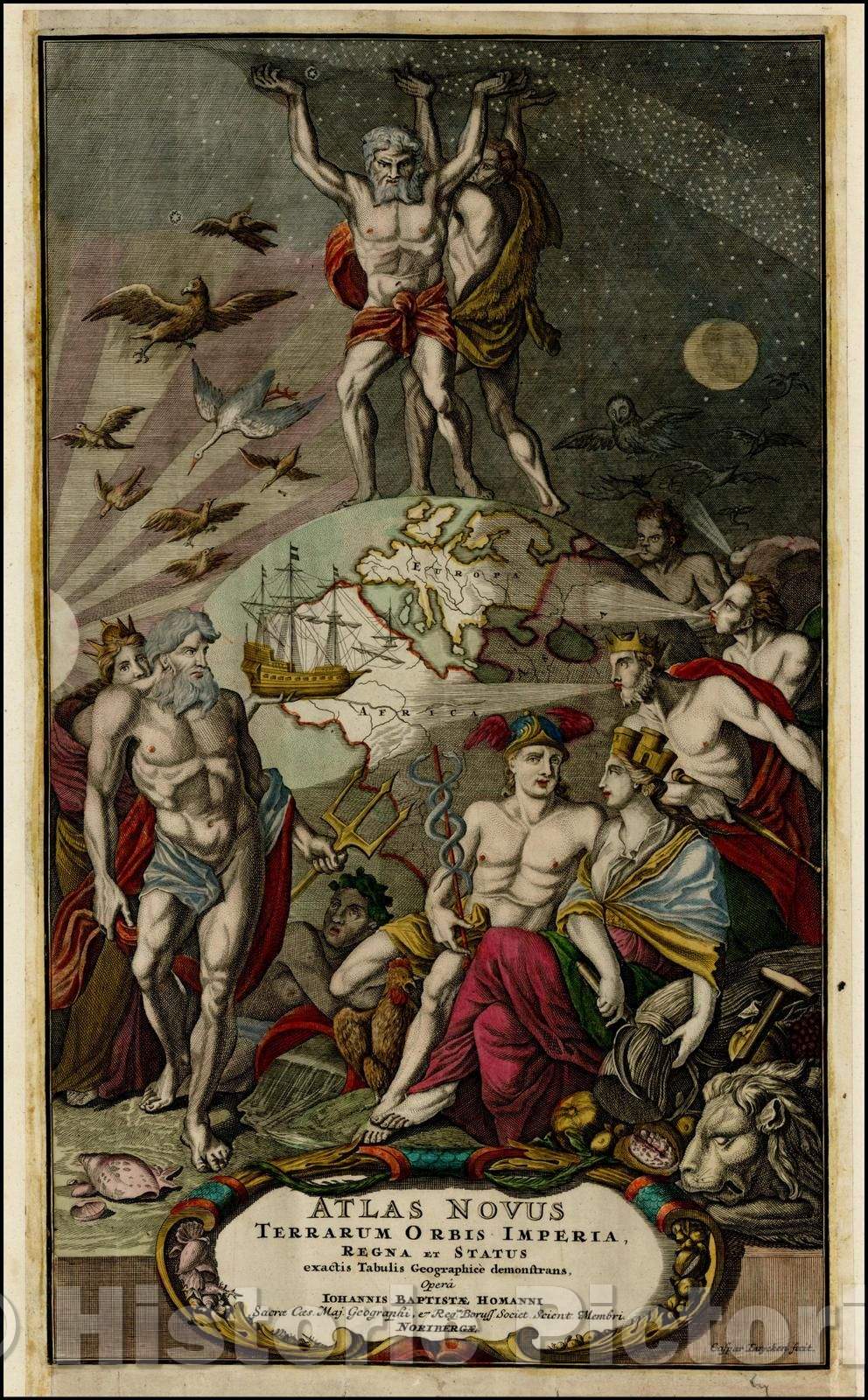 Historic Map - Title Page Atlas Novus Terrarum Orbis Imperia Regna et Status exactis Tabulis Geographice demonstrans, 1710, Johann Baptist Homann v1