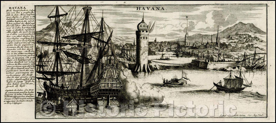 Historic Map - Havana, 1763, Christian Friedrich von der Heiden - Vintage Wall Art